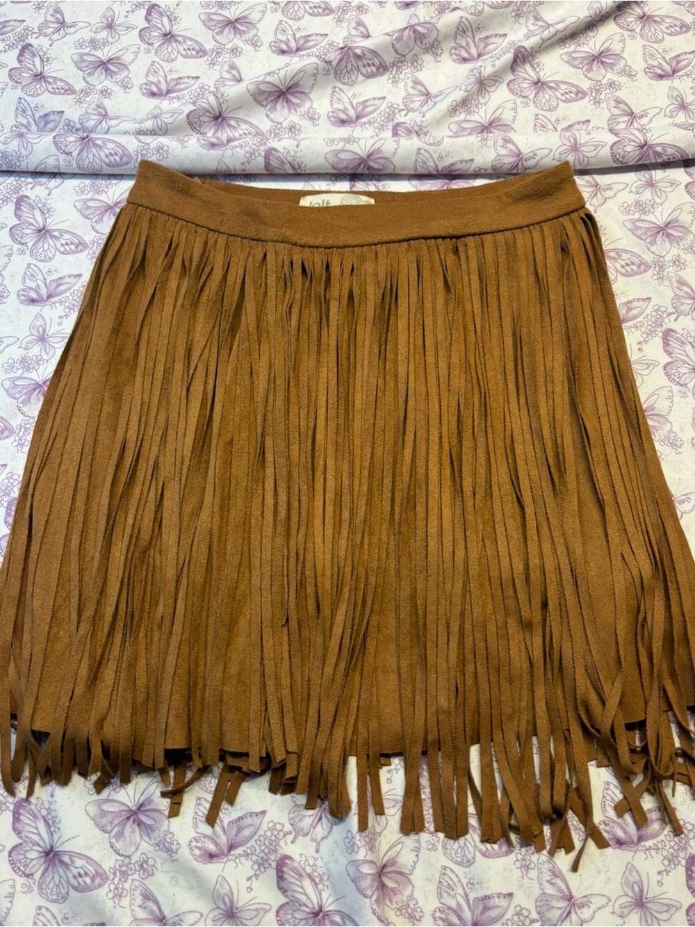 ⚛️Jolt Brown Suede-Look Fringe Mini Skirt